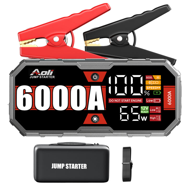 6000A Jump Starter Car Battery Booster 65W Fast Charging Total 230W Power Bank, Pro