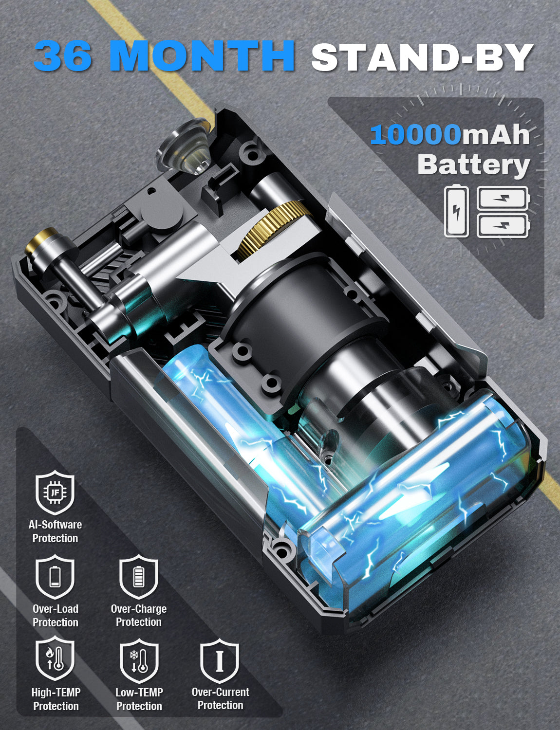 Portable Air Inflator, Grey view 3