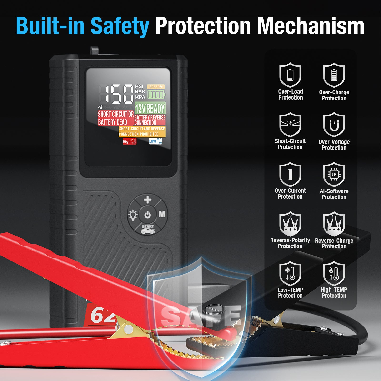 CS02-Plus-6250A Car Battery Jump Starter with Air Compressor (Pocket Size) view 3