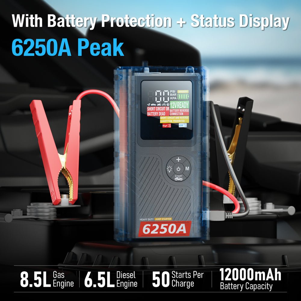 CS02-Plus-6250A Car Battery Jump Starter with Air Compressor (Pocket Size) view 2